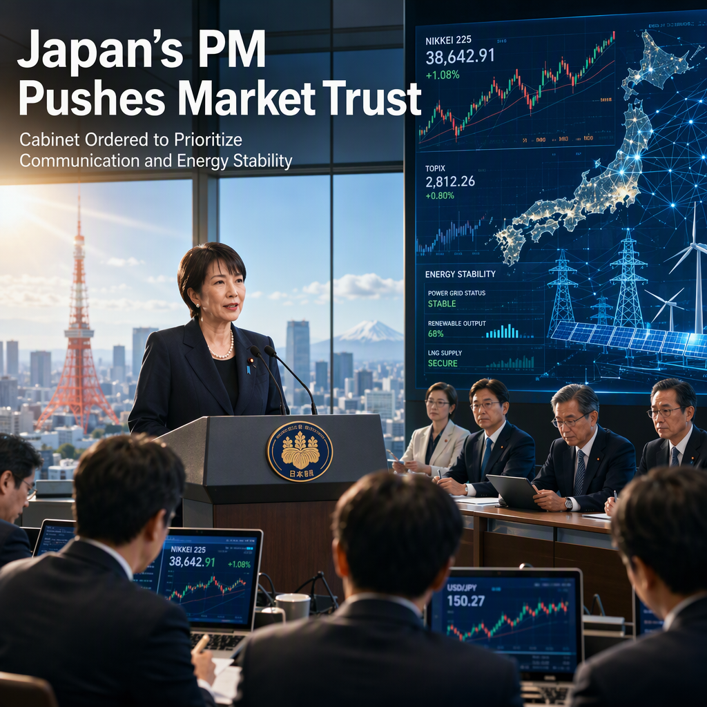 Japan PM Takaichi Directs New Cabinet to Prioritize Market Communication and Energy Stability Amid Fiscal Shortfall