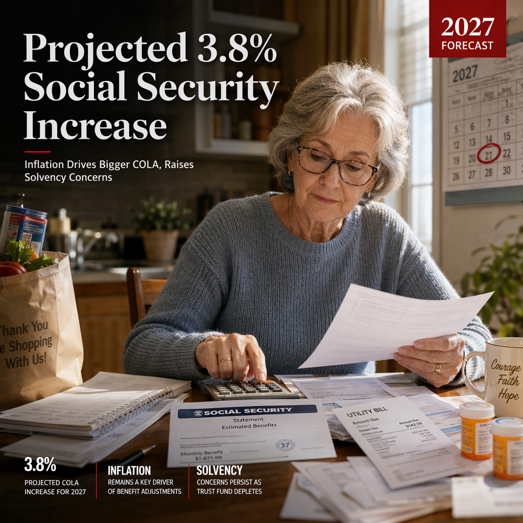 Social Security Recipients Projected to Receive 3.8% COLA Increase in 2027 Amid Persistent Inflation