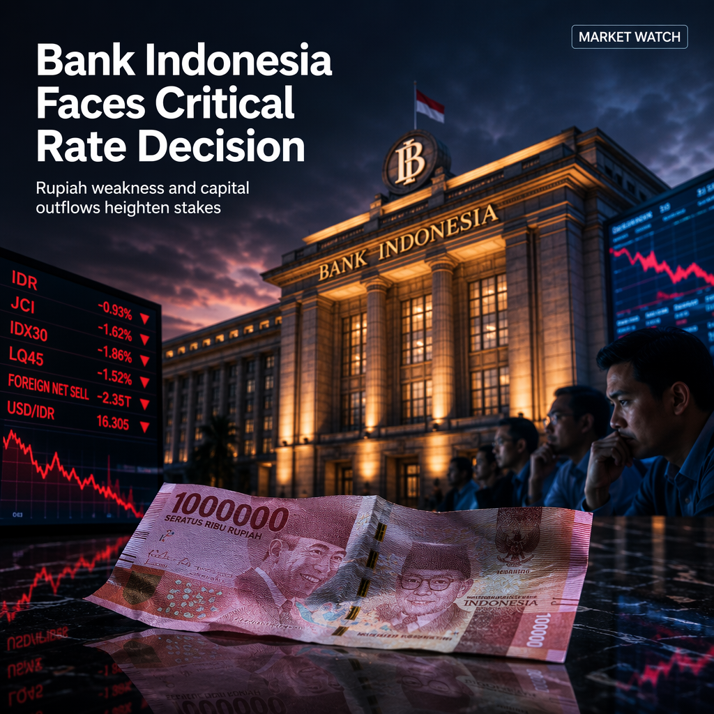 Bank Indonesia Faces Rate Decision Amid Rupiah Weakness and Capital Outflows