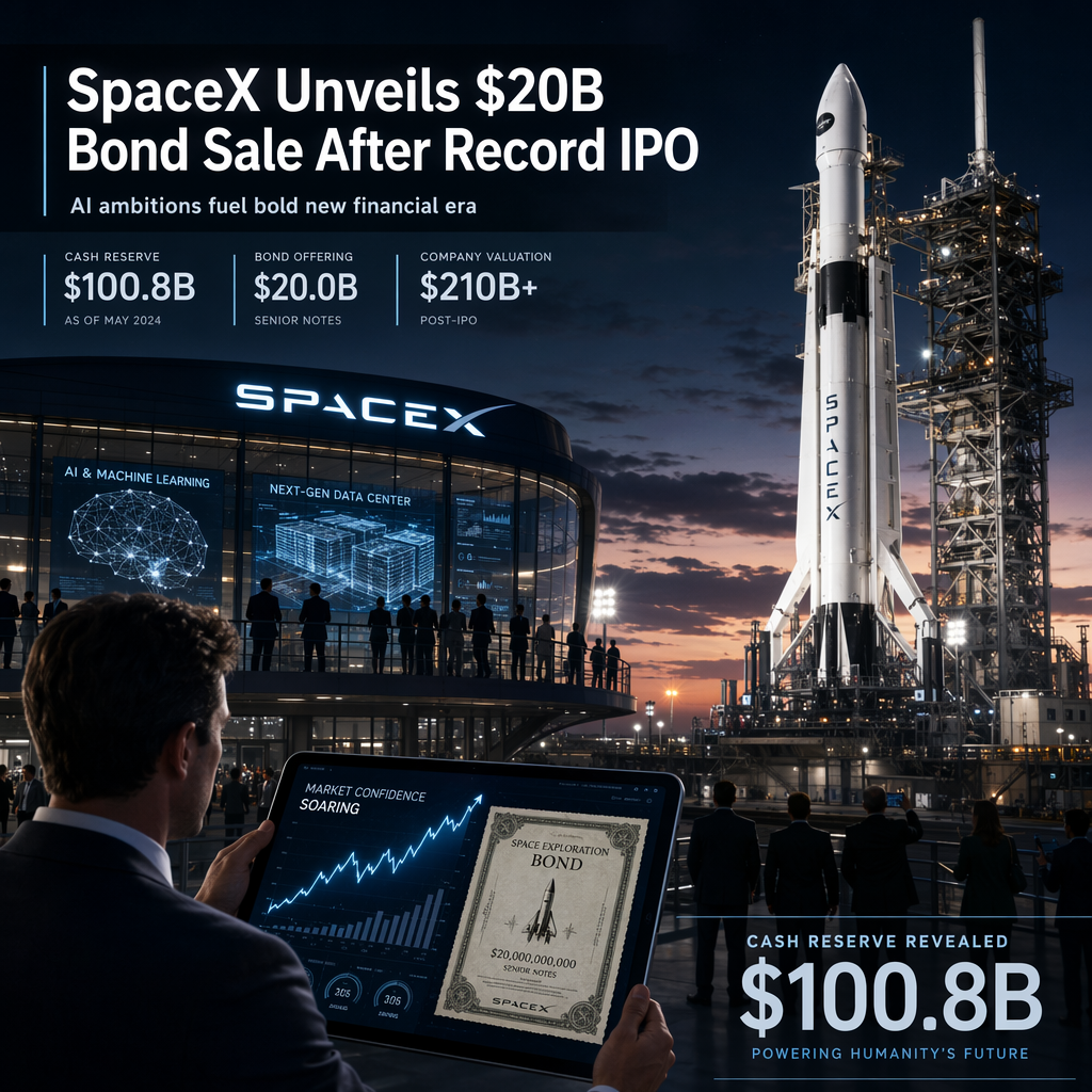 SpaceX Launches $20 Billion Bond Sale After Record IPO, Discloses $100.8 Billion Cash Pile