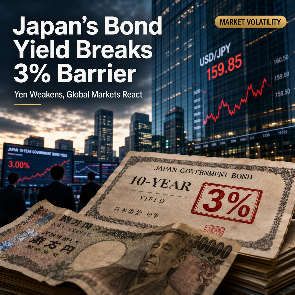 Japan's 10-Year Bond Yield Hits 3% for First Time in 30 Years, Pressuring Yen and Stirring Global Markets