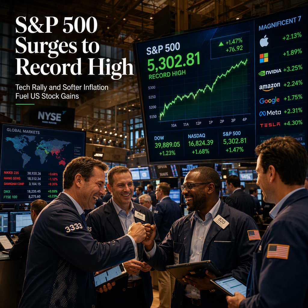 S&P 500 Hits New Record High Amid Broadening US Stock Rally, Led by Tech Gains
