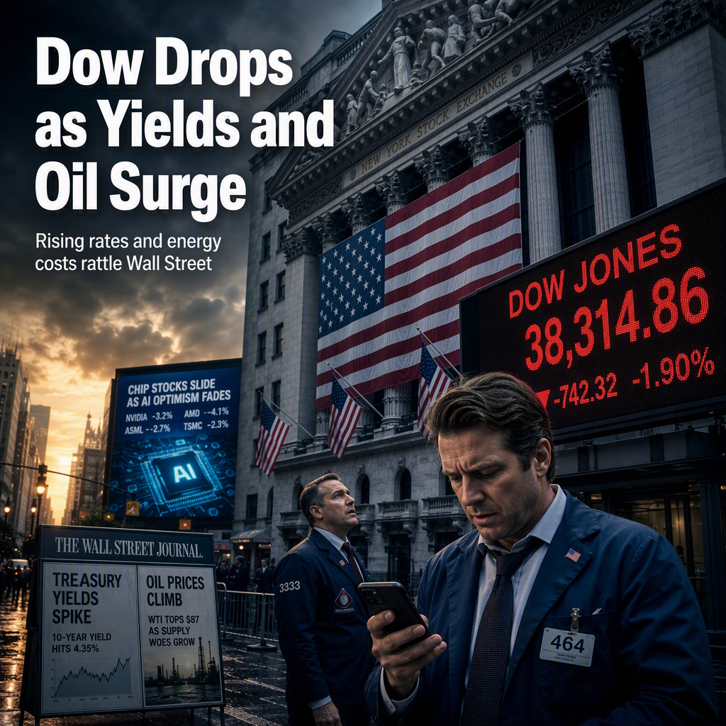 Dow Jones Drops Amid Surging Treasury Yields and Rising Oil Prices