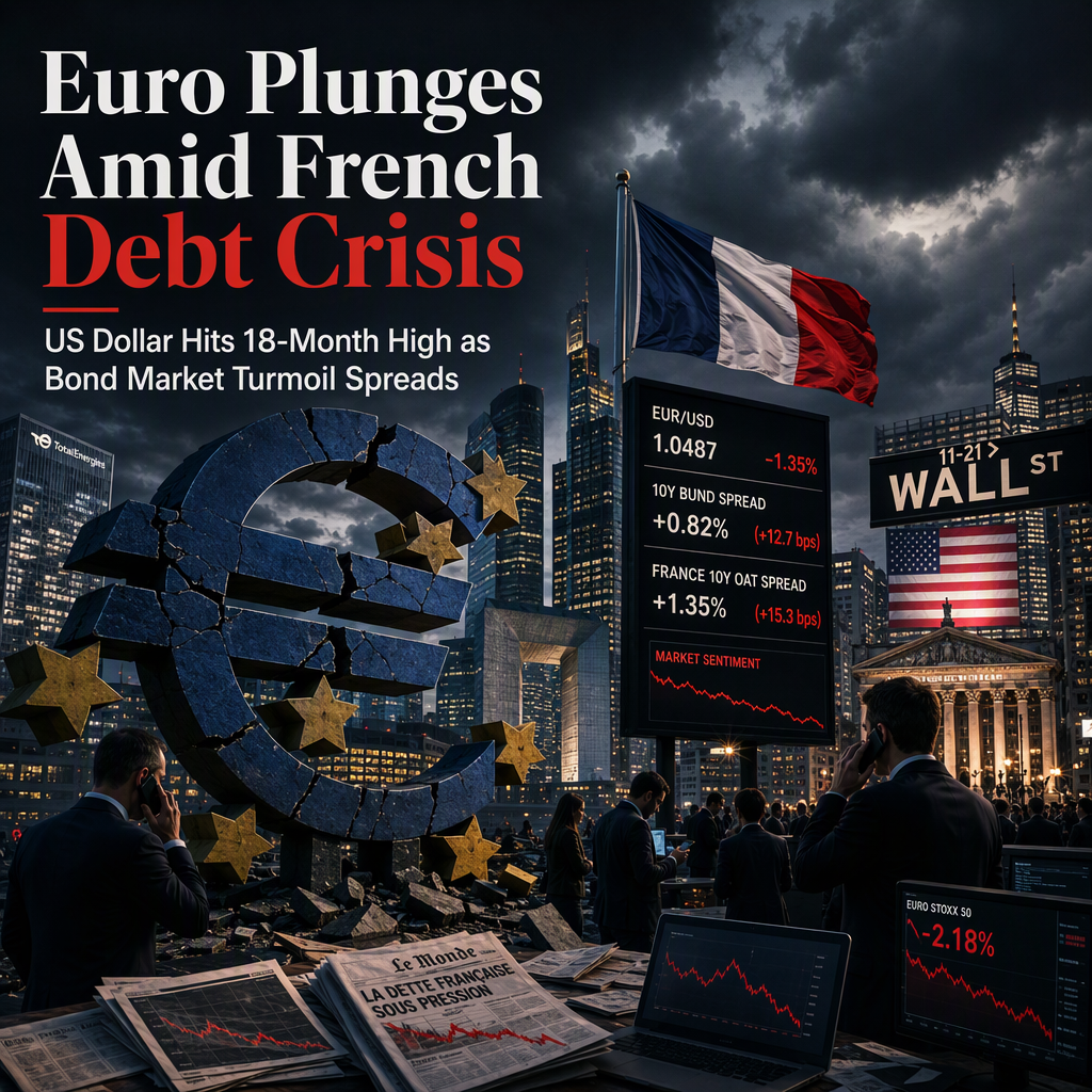 Euro Slides to Multi-Month Lows as French Fiscal Crisis Boosts US Dollar to 18-Month High