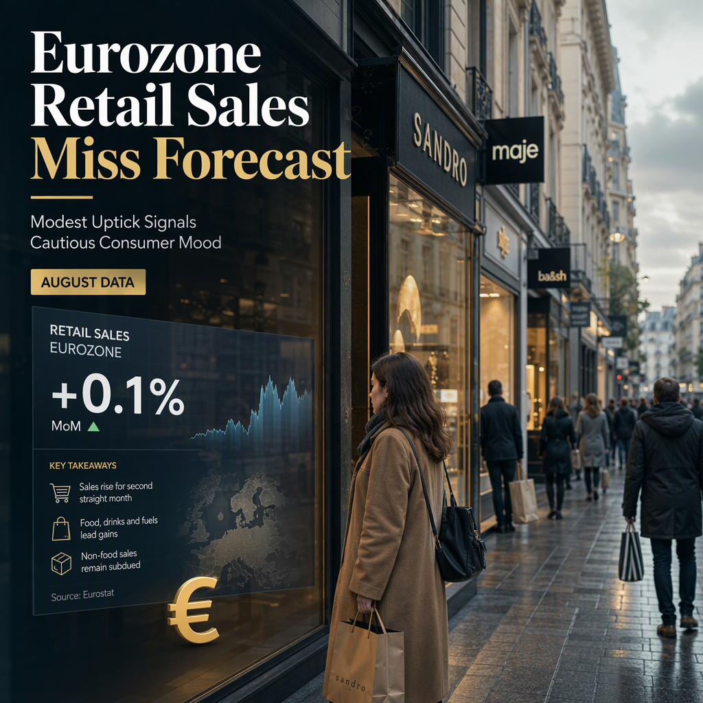 Eurozone Retail Sales Edge Up 0.1% in August, Missing Expectations