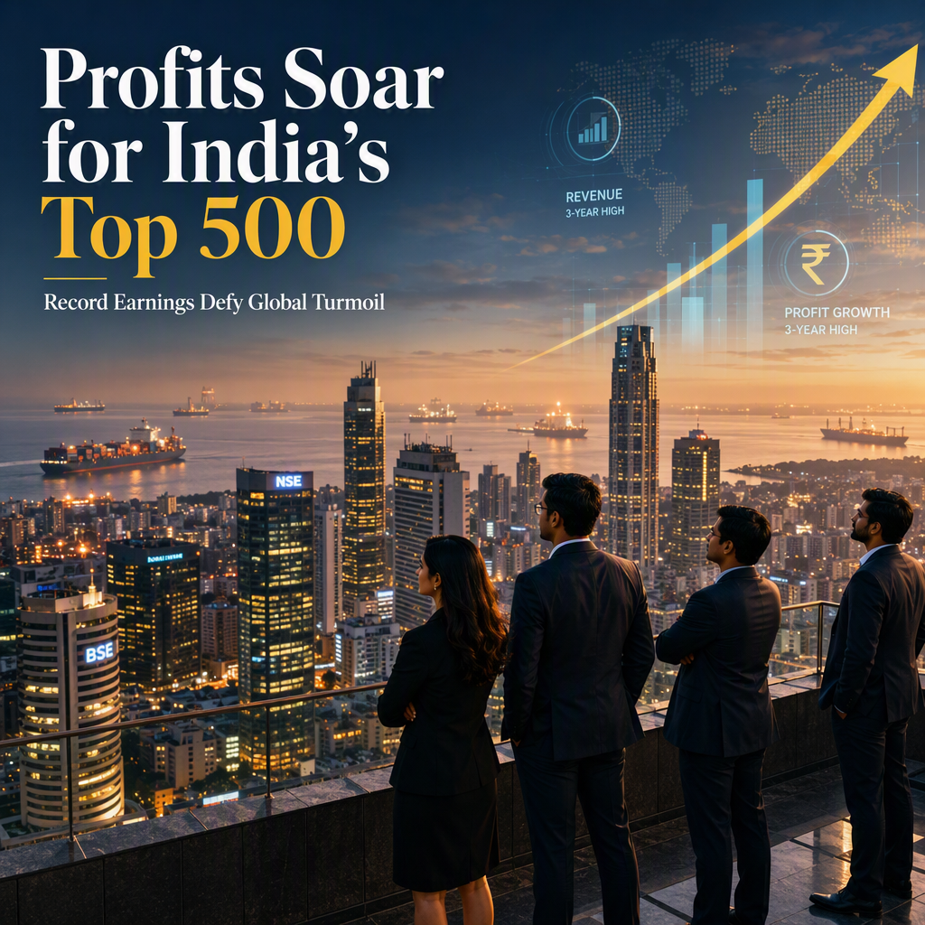 Indian Top 500 Firms Achieve Three-Year High Profit Growth Amid War-Induced Shocks