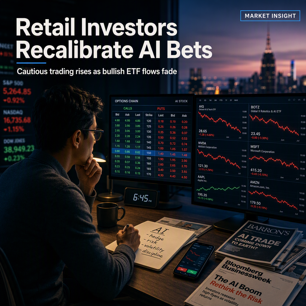 Retail Investors Shift AI Strategy: More Cautious, Hedged Bets Amid Declining Bullish ETF Activity