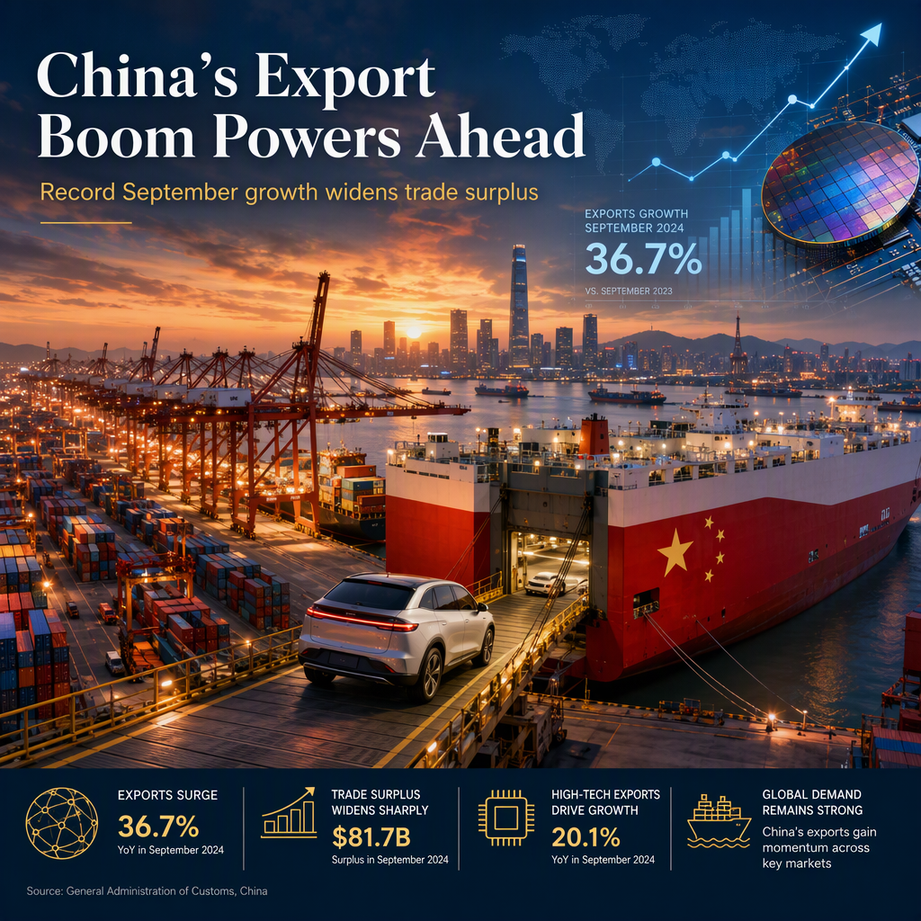 China's Exports Surge Over 36% in September, Trade Surplus Widens Sharply