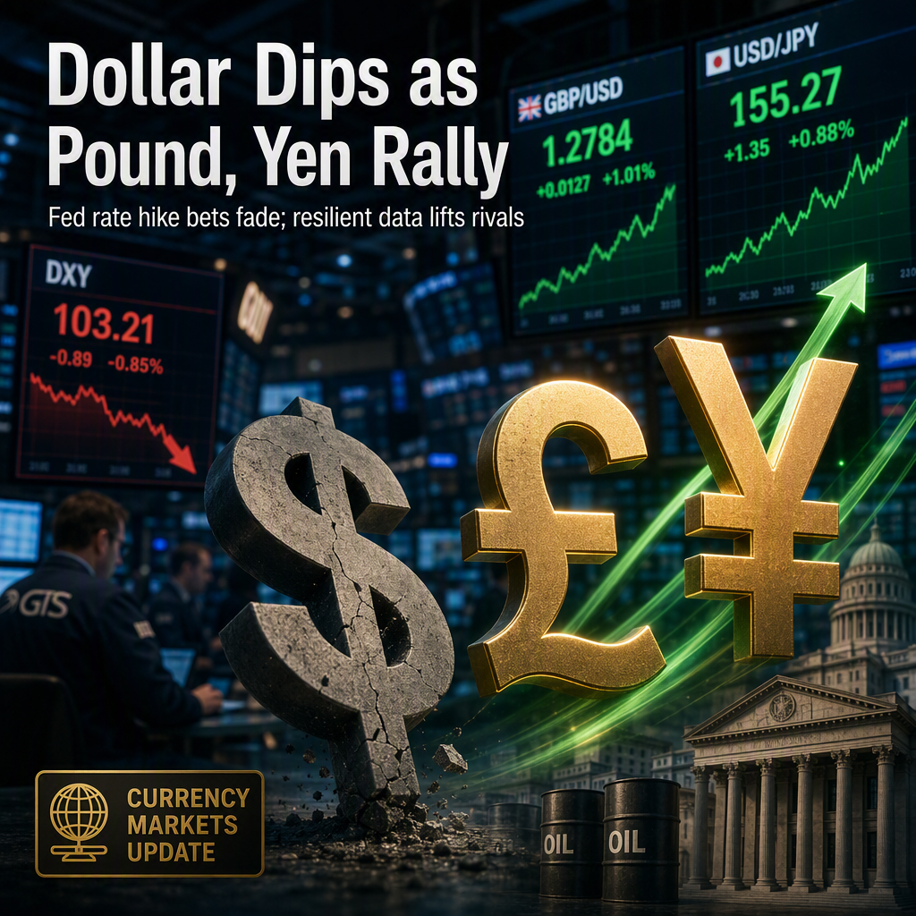 US Dollar Weakens as Fed Rate Hike Bets Recede; Pound and Yen Gain on Resilient Data and Shifting Policy Expectations