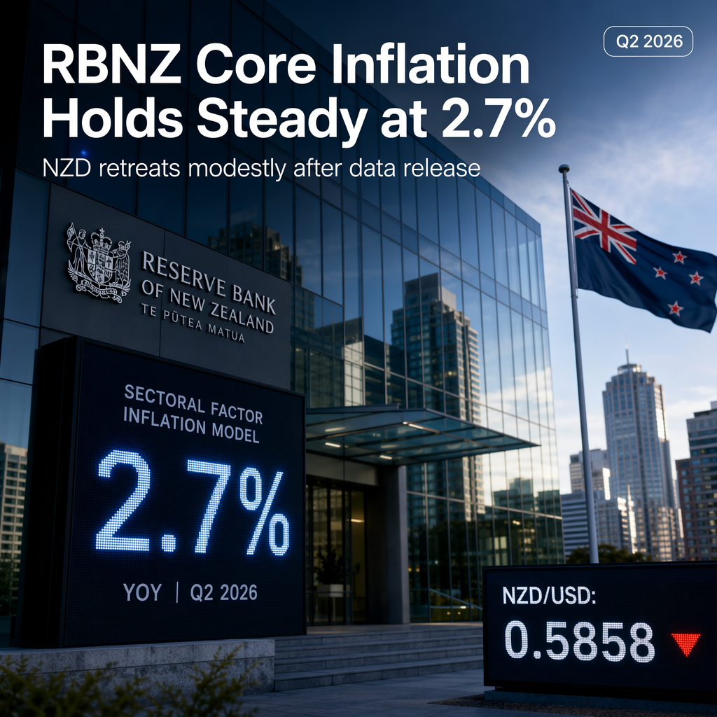 RBNZ Sectoral Factor Inflation Model Remains Steady at 2.7% YoY in Q2 2026, NZD Sees Modest Pullback
