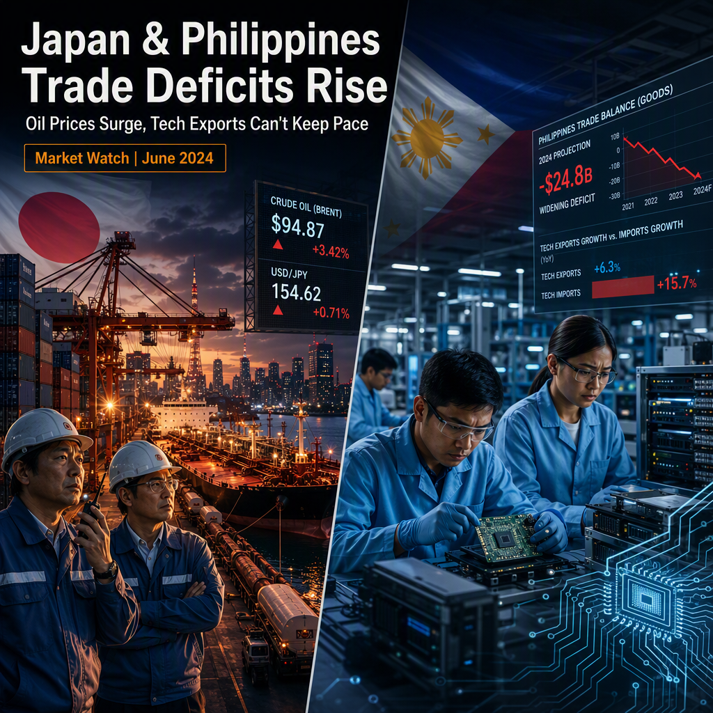 Japan and Philippines Face Widening Trade Deficits Amid Soaring Oil Prices and AI-Driven Tech Demand