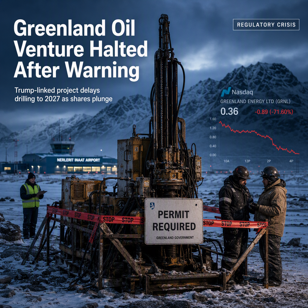 Trump-Linked Greenland Oil Venture Delays Drilling After Government Warning, Shares Plunge