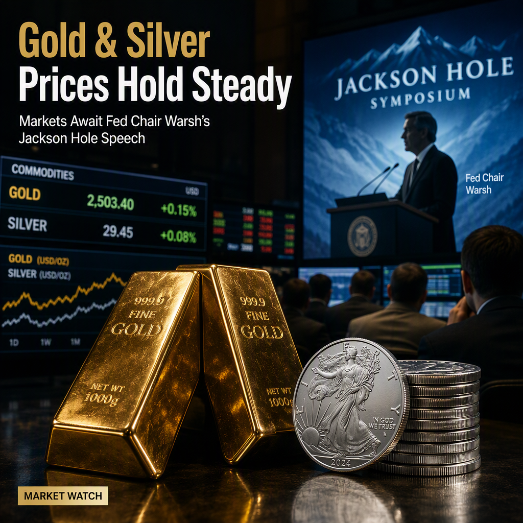Gold and Silver Prices Hold Steady as Markets Await Fed Chair Warsh’s Jackson Hole Speech