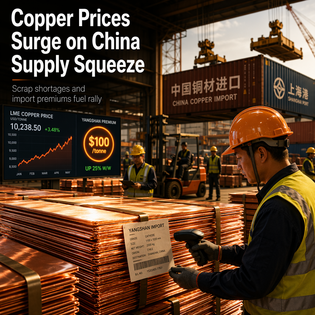 Copper Prices Surge as Chinese Market Tightens, Yangshan Premium Hits Year High