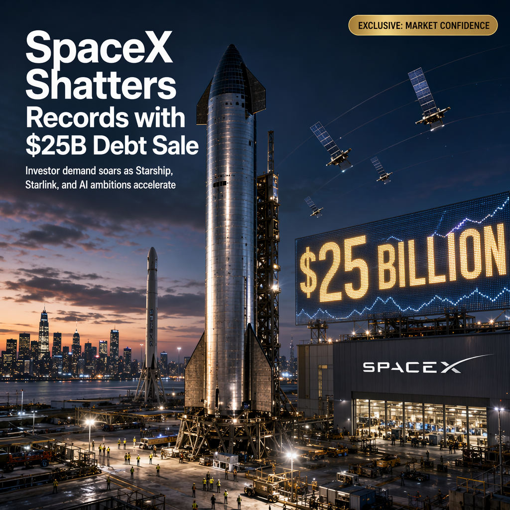 SpaceX Raises $25 Billion in Record Debt Sale Following Blockbuster IPO