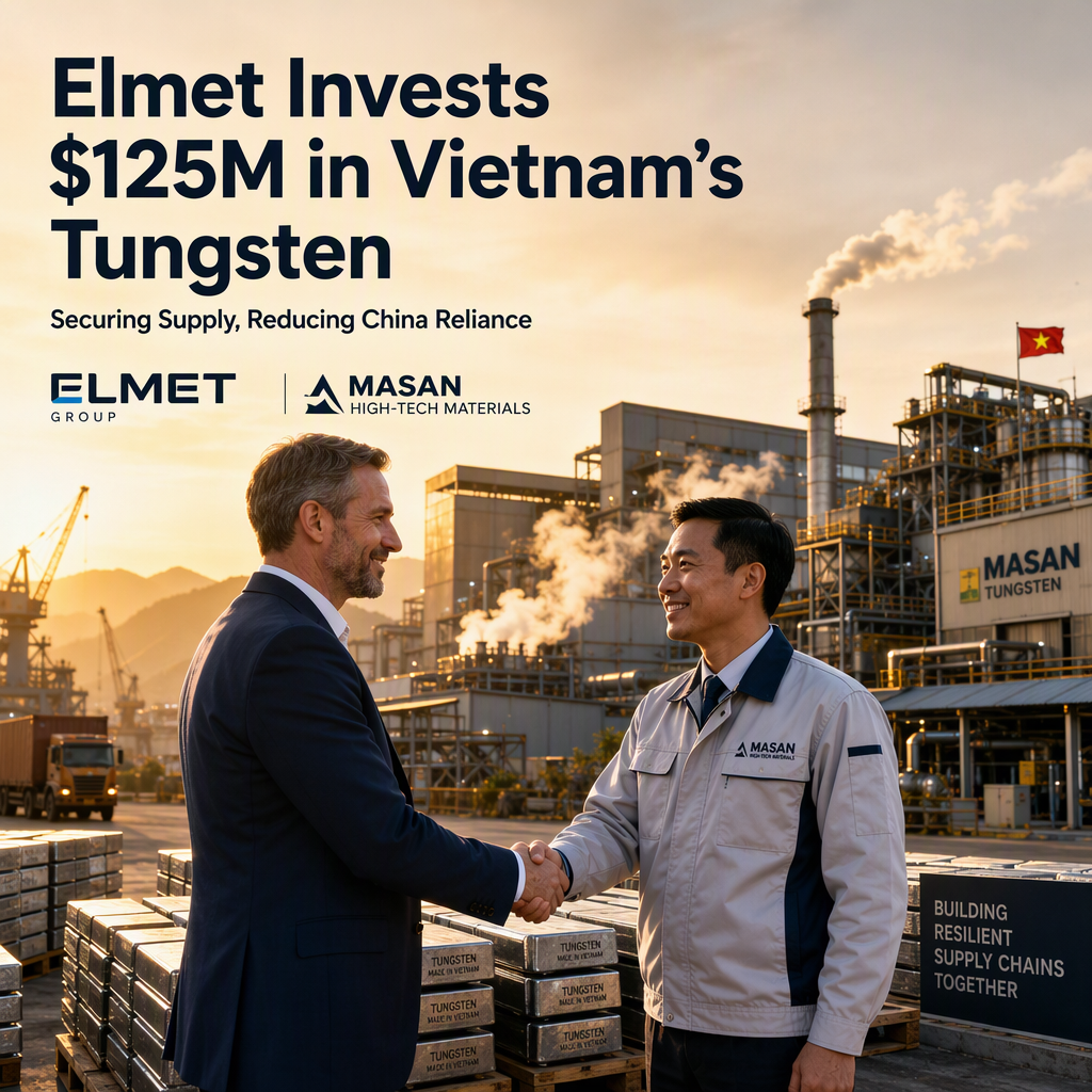 Elmet Group Invests $125 Million for 4.99% Stake in Vietnam's Masan High-Tech Materials to Secure Tungsten Supply