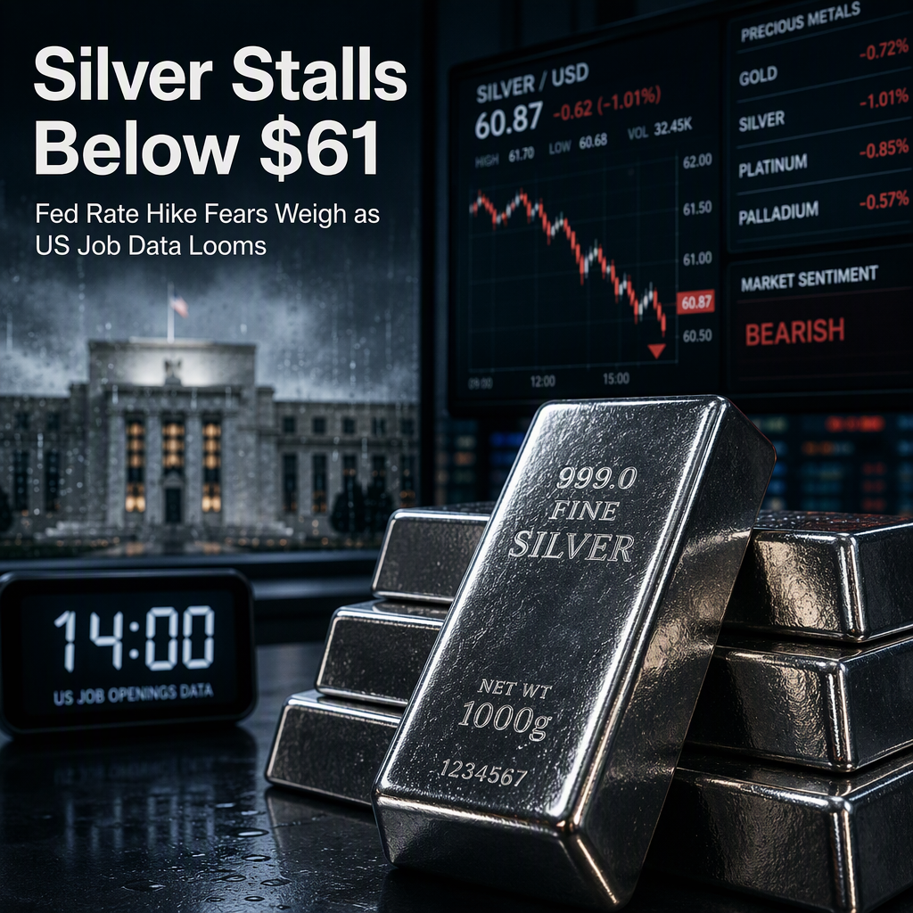 Silver Price Holds Below $61 Amid Fed Rate Hike Expectations and Awaited US Job Openings Data