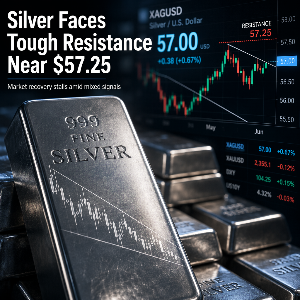 Silver Prices Edge Higher but Face Key Resistance Near $57.25 Amid Mixed Technical Signals
