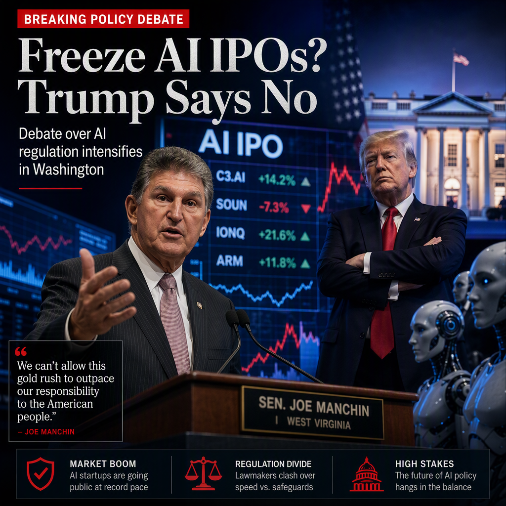 Joe Manchin Urges Trump to Freeze AI IPOs; Trump Rejects Calls for Additional AI Guardrails