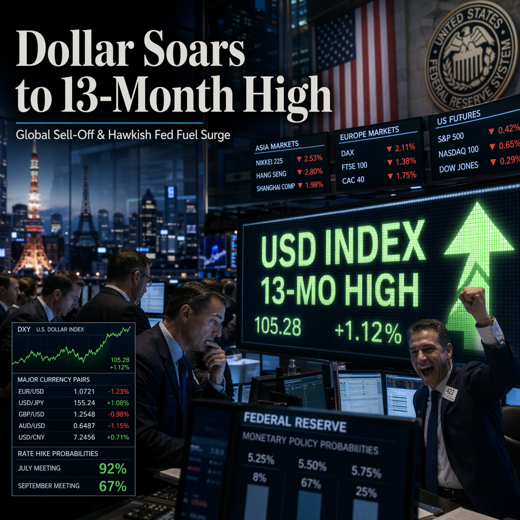 US Dollar Surges to 13-Month High Amid Global Equity Sell-Off and Hawkish Fed Expectations