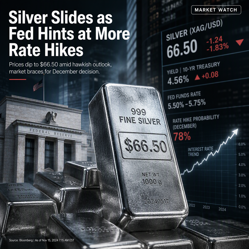 Silver Price Drops to $66.50 as Fed Signals Further Rate Hikes
