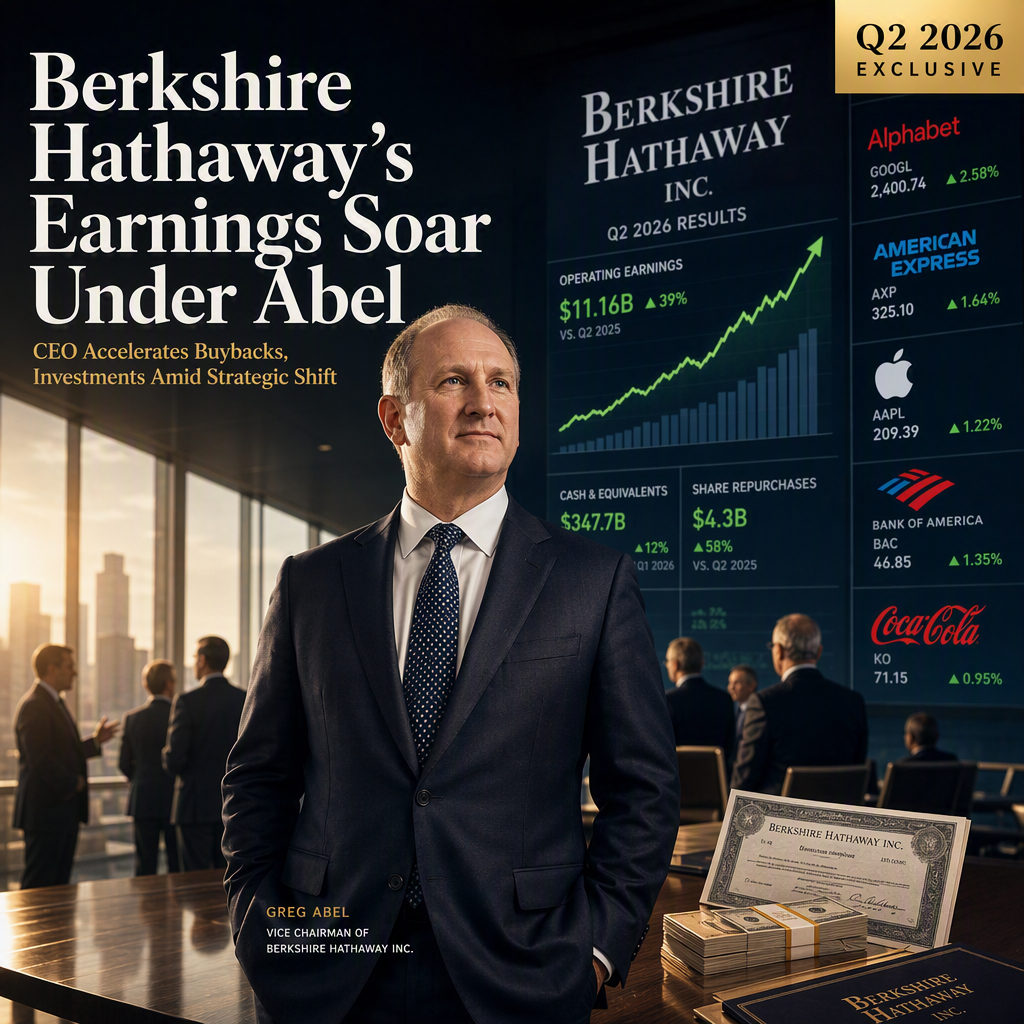 Berkshire Hathaway's Q2 Earnings Jump as CEO Greg Abel Accelerates Stock Buybacks and Investments