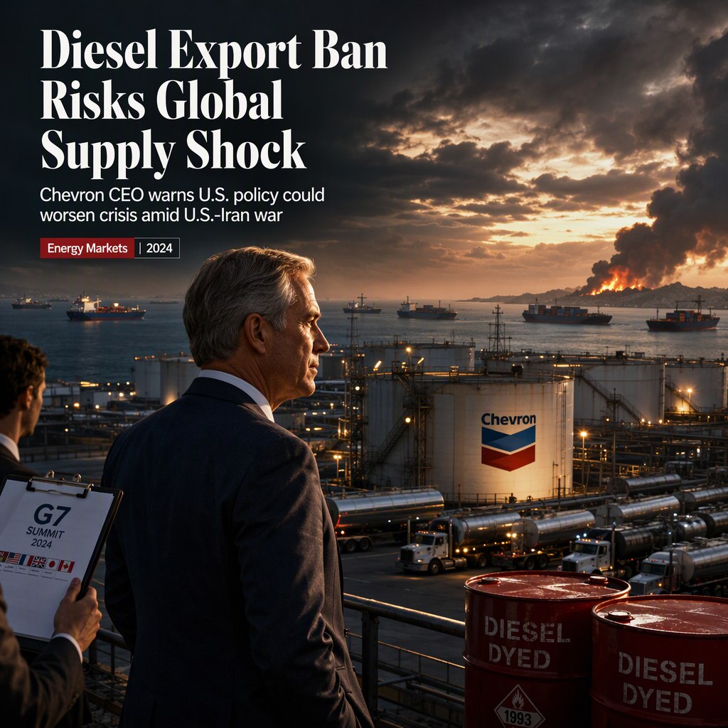 Chevron CEO Warns U.S. Diesel Export Ban Could Worsen Global Supply Amid Ongoing U.S.-Iran War