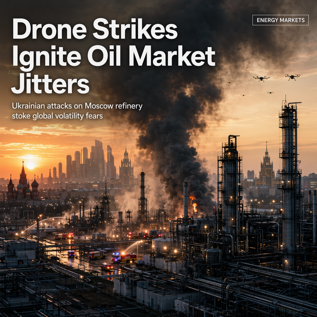 Ukrainian Drone Strikes on Moscow Oil Refinery Spark Volatility Concerns in Global Energy Markets