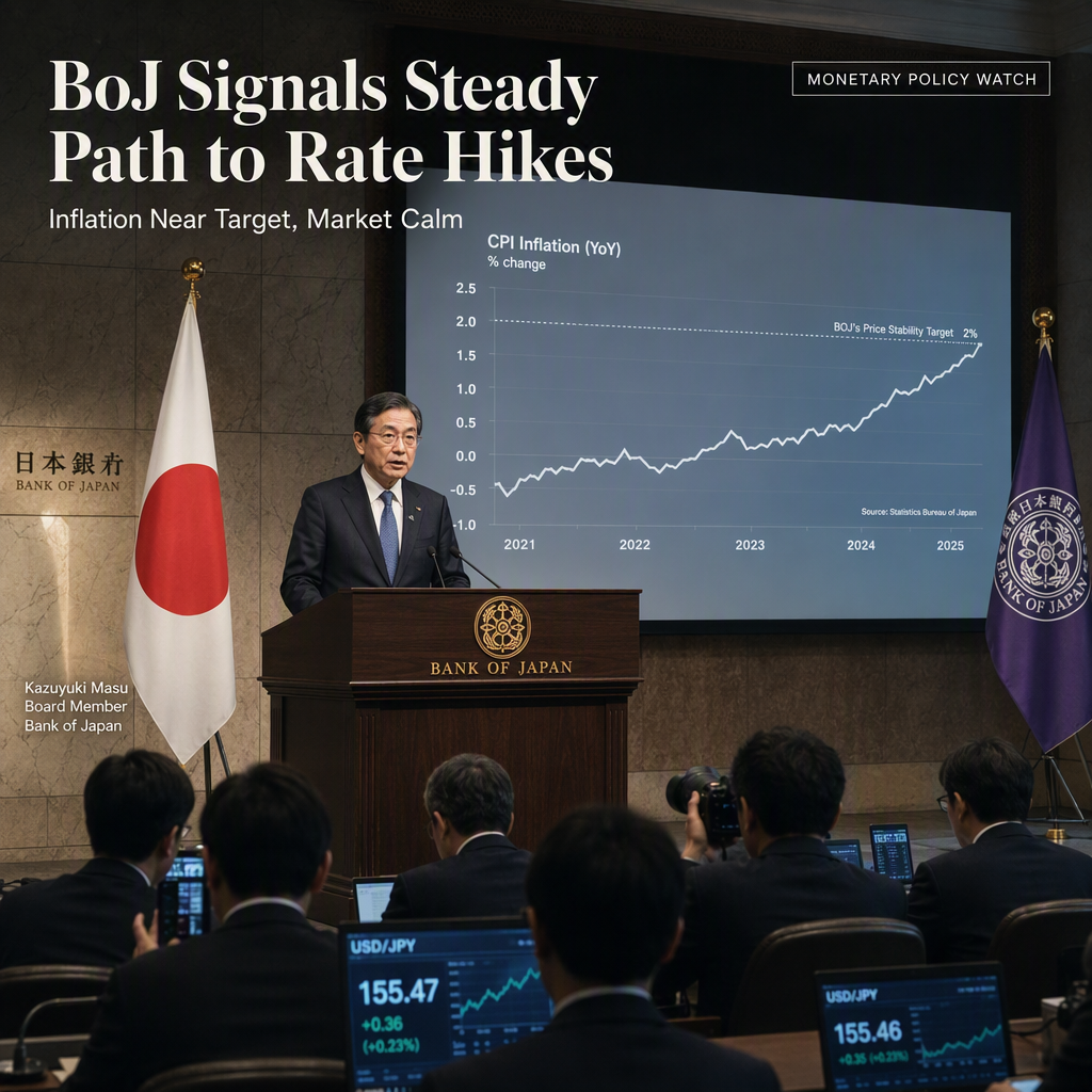 BoJ’s Masu Signals Continued Rate Hikes Amid Accommodative Conditions and Inflation Near Target