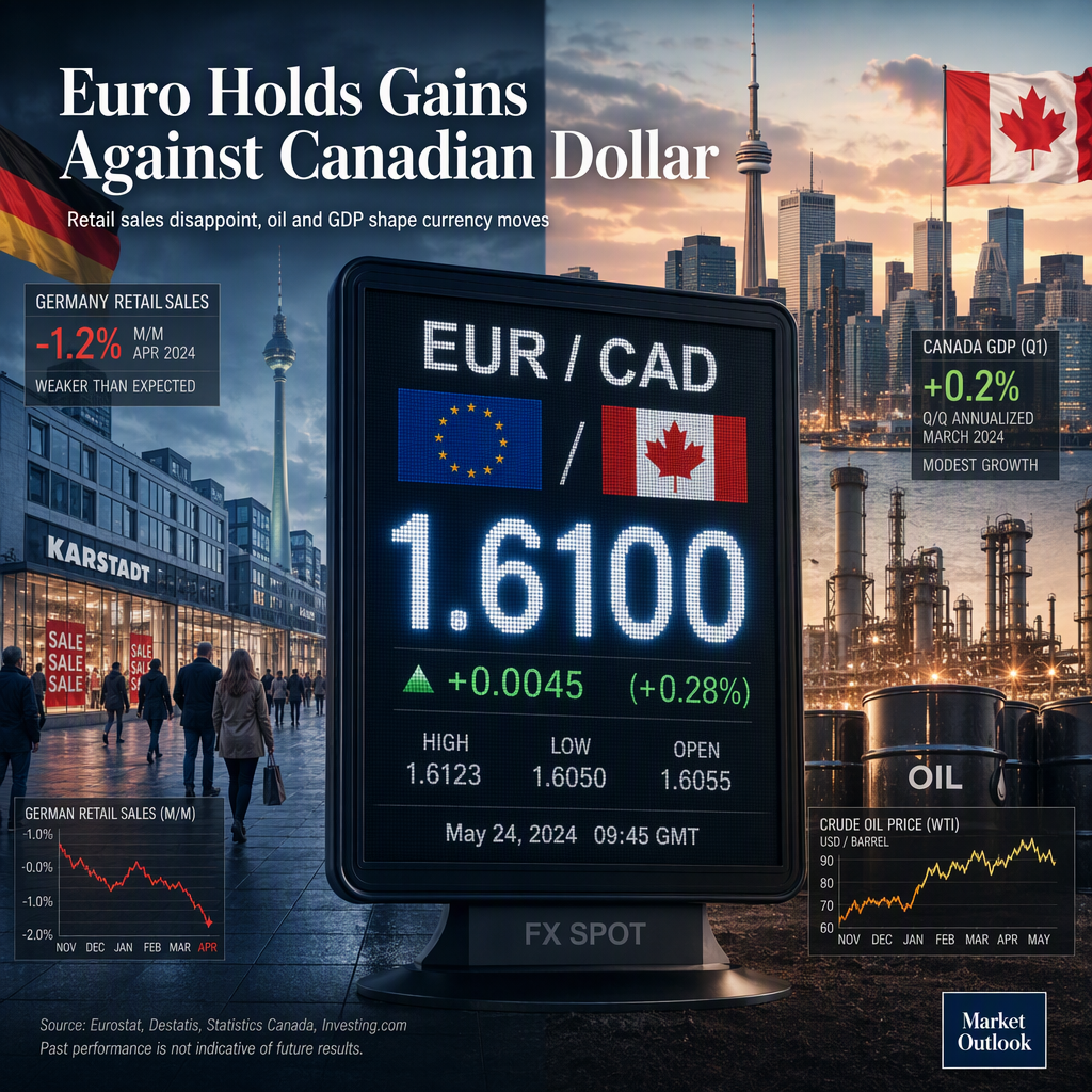 Euro Holds Gains Against Canadian Dollar Despite Weak German Retail Sales; Oil and GDP Data Influence EUR/CAD