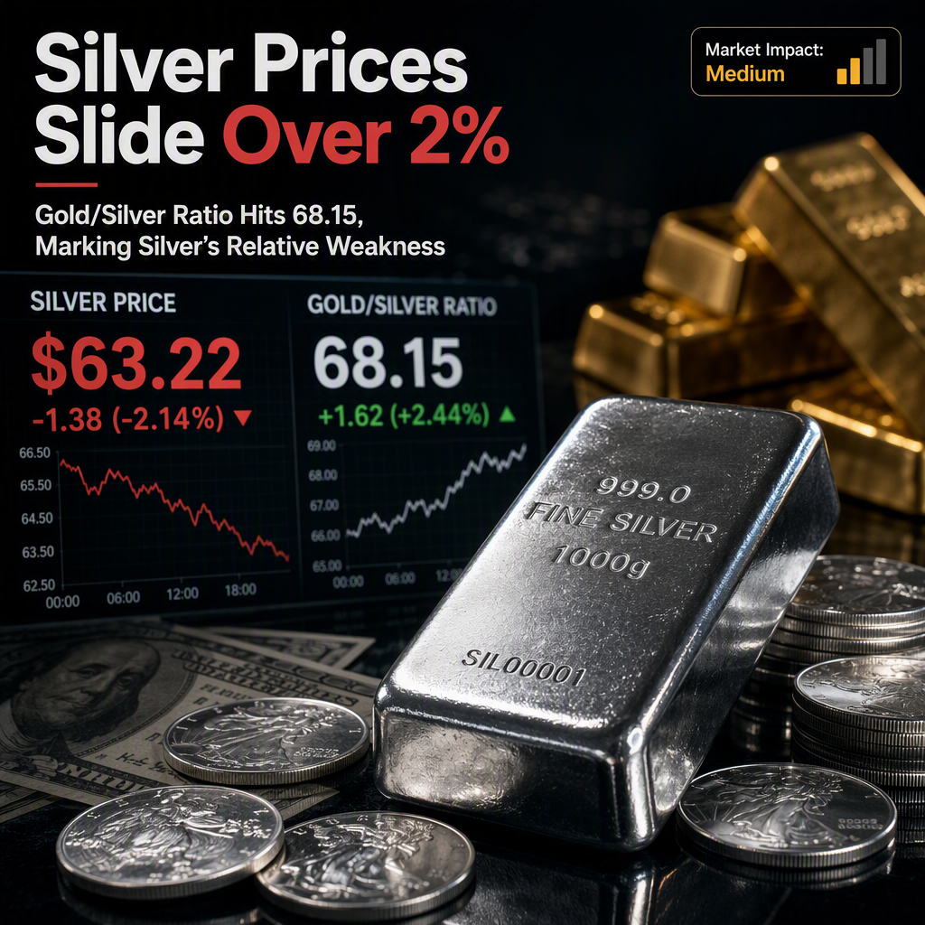 Silver Prices Drop Over 2% as Gold/Silver Ratio Rises