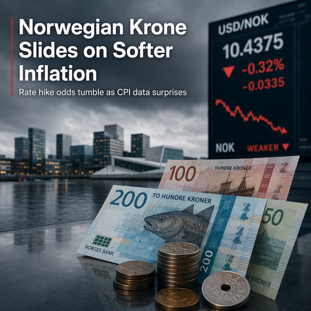 Norwegian Krone Falls as Softer Inflation Data Reduces Rate Hike Odds