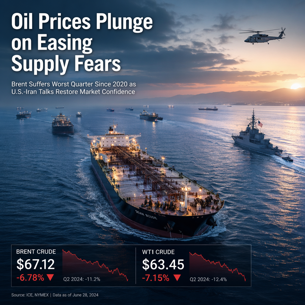 Oil Prices Slide as U.S.-Iran Talks Ease Supply Fears, Brent Suffers Worst Quarter Since 2020