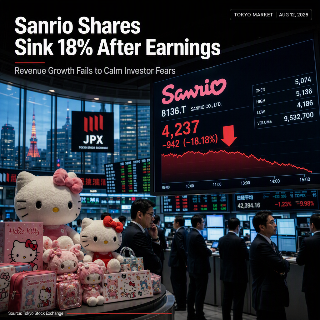 Sanrio Shares Plunge 18% Despite Strong Revenue Growth and Maintained Outlook