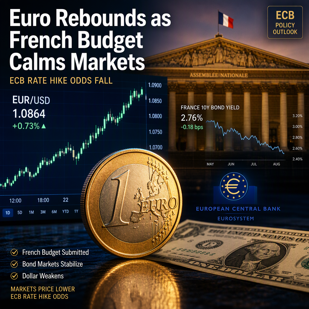 Euro Recovers from 17-Month Low as French Budget Calms Bond Markets; ECB Rate Hike Odds Fall