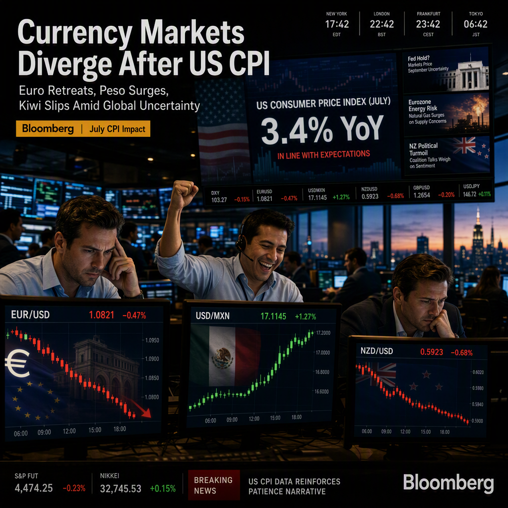 US Dollar Mixed After July CPI: Euro Retreats, Peso Surges, Kiwi Slips Amid Global Uncertainty