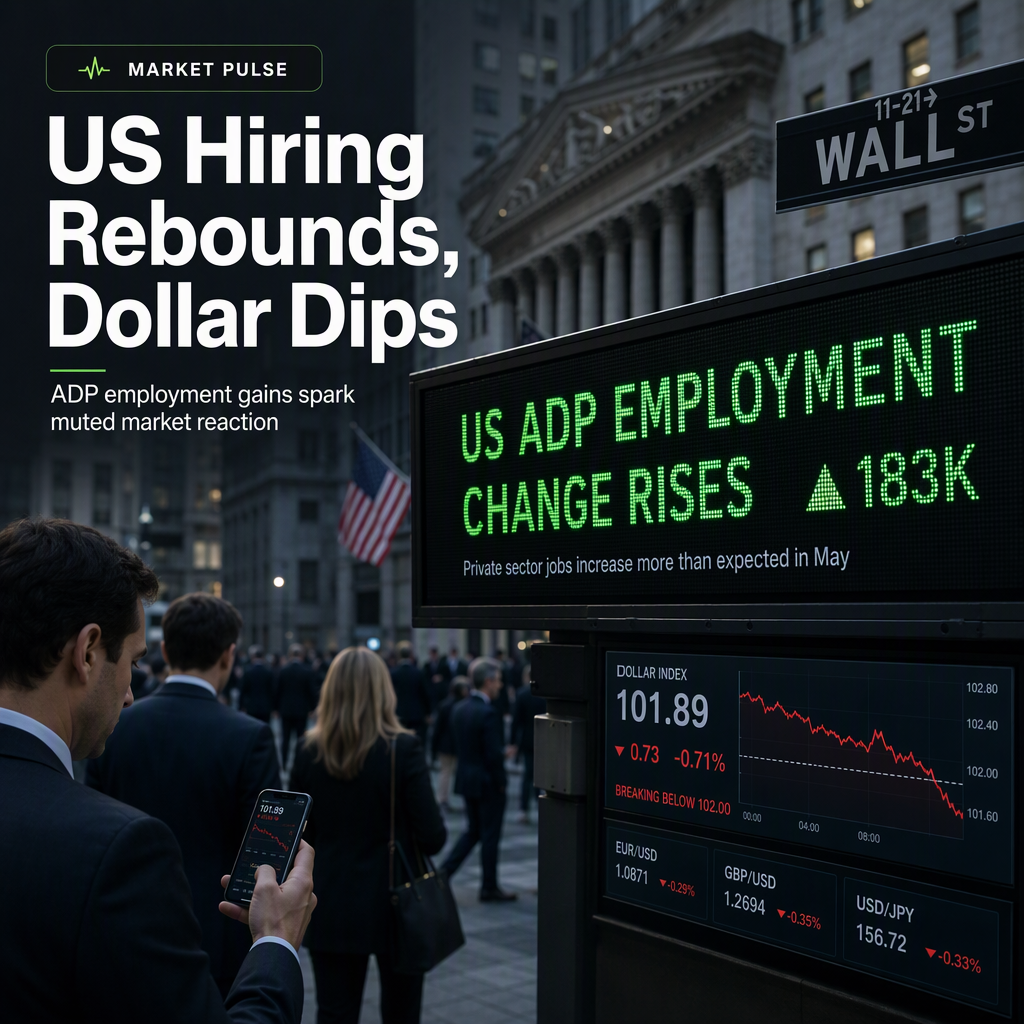 US ADP Employment Change 4-Week Average Rises to 23,750; Dollar Weakens Post-Release