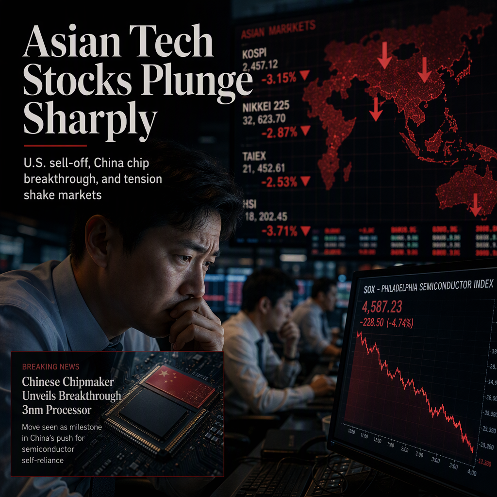 Asian Tech Stocks Plunge Amid U.S. Sell-Off and Chinese Chipmaker Breakthrough