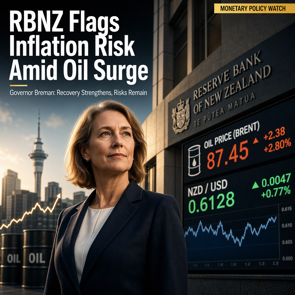 RBNZ Governor Signals Higher Near-Term Inflation Amid Rising Oil Prices