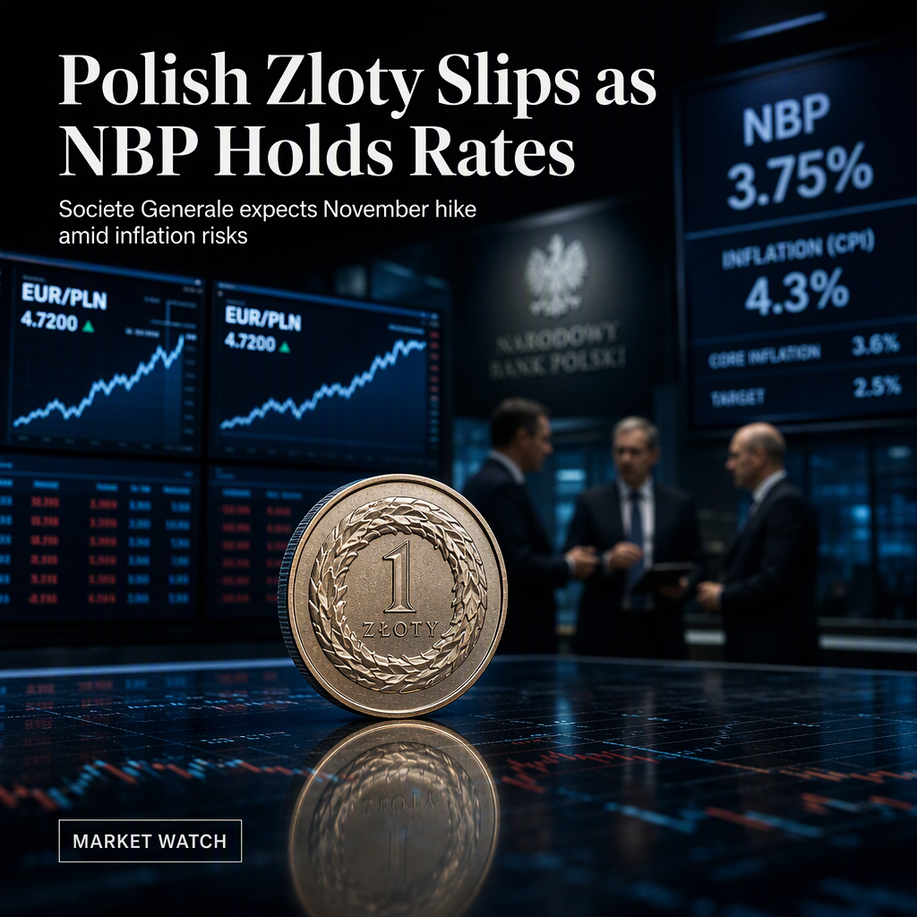 Polish Zloty Faces Downtrend as Societe Generale Sees NBP Holding Rates, Eyes November Hike