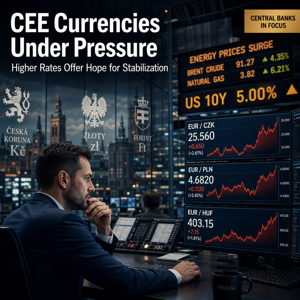 CEE Currencies Hit by Global Shocks, Higher Rates Expected to Stabilize FX