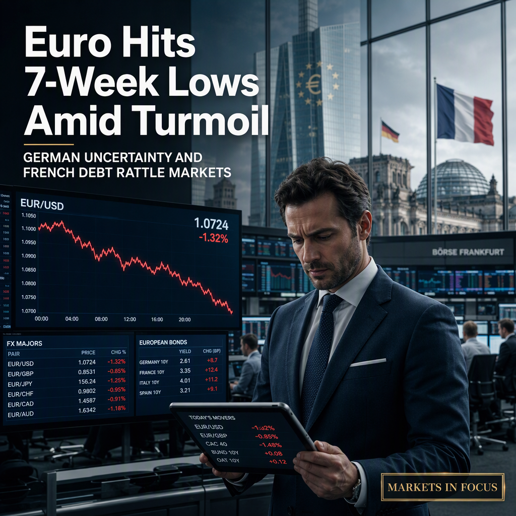 Euro Slides to Seven-Week Lows Amid German Political Turmoil and French Debt Concerns