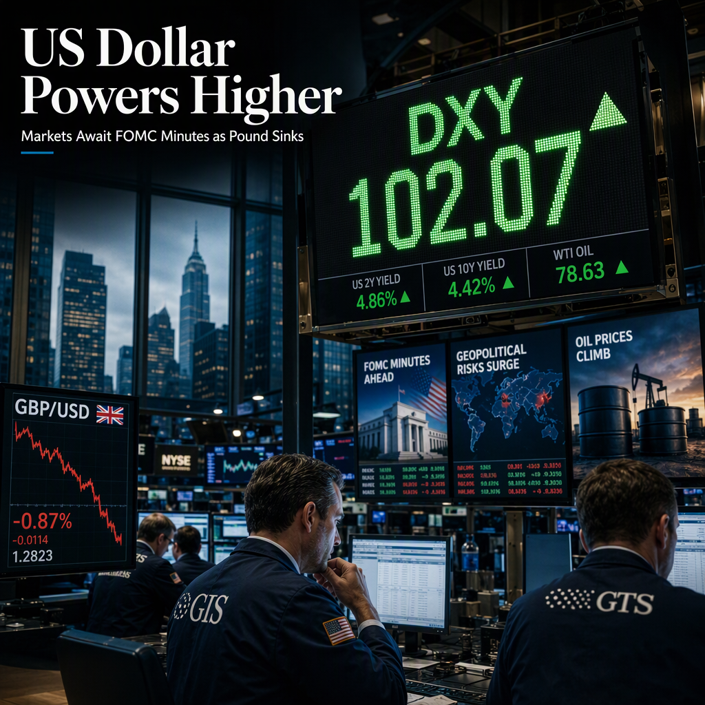 US Dollar Index Rises Above 102.00 as Markets Await FOMC Minutes; British Pound Weakens