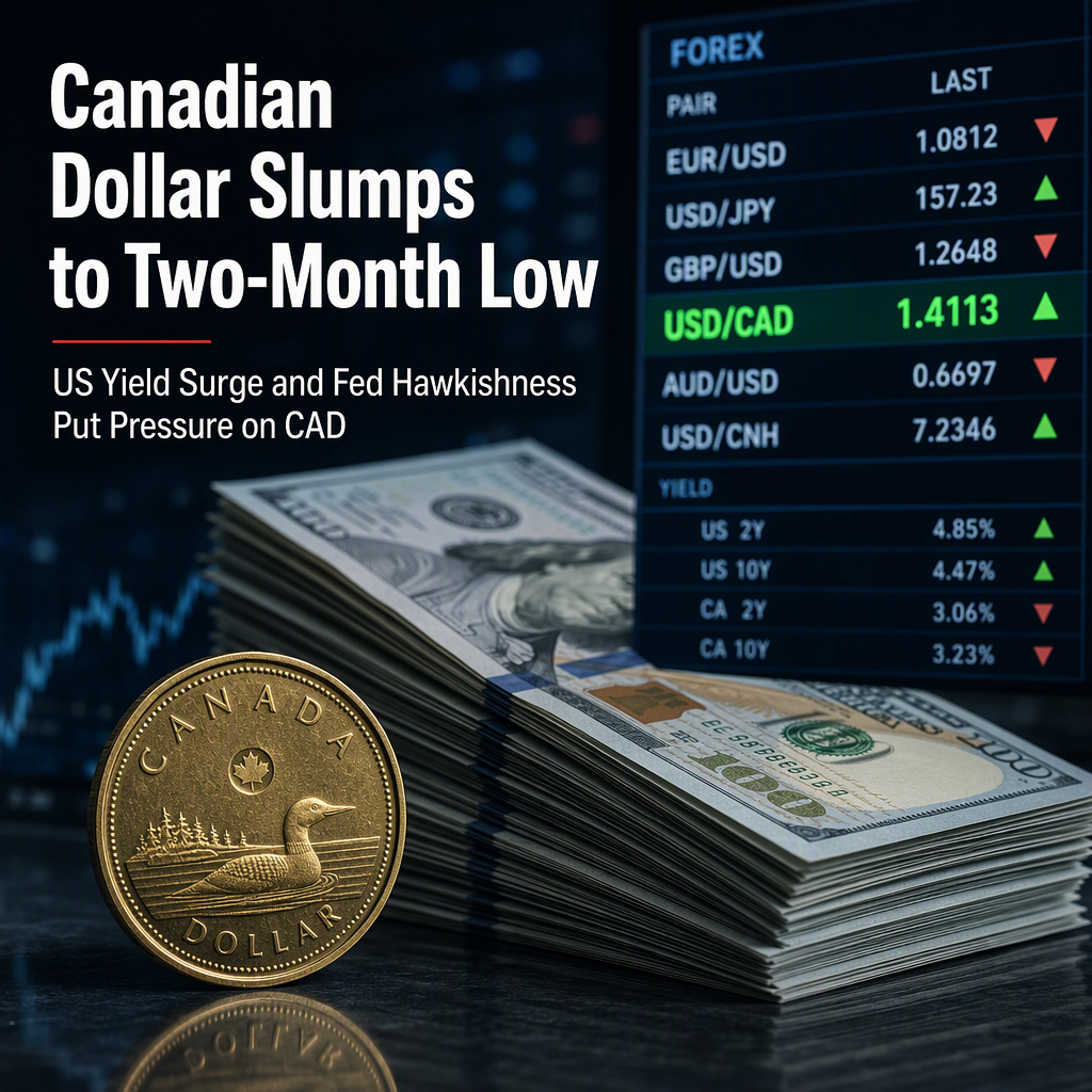 Canadian Dollar Hits Two-Month Low as US Yield Advantage and Fed Hawkishness Drive USD/CAD Higher