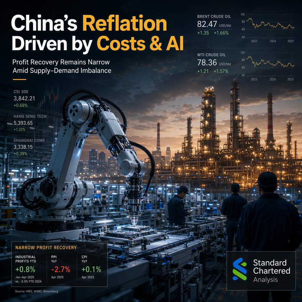 China’s Reflation Driven by Costs and AI, Profit Gains Remain Narrow: Standard Chartered
