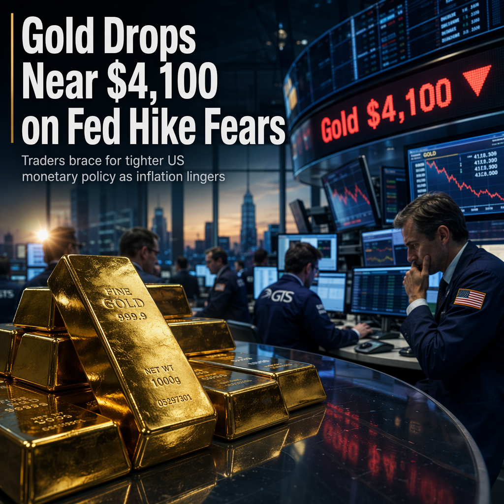 Gold Price Drops to Near $4,100 as Fed Rate Hike Bets Intensify on Inflation Concerns