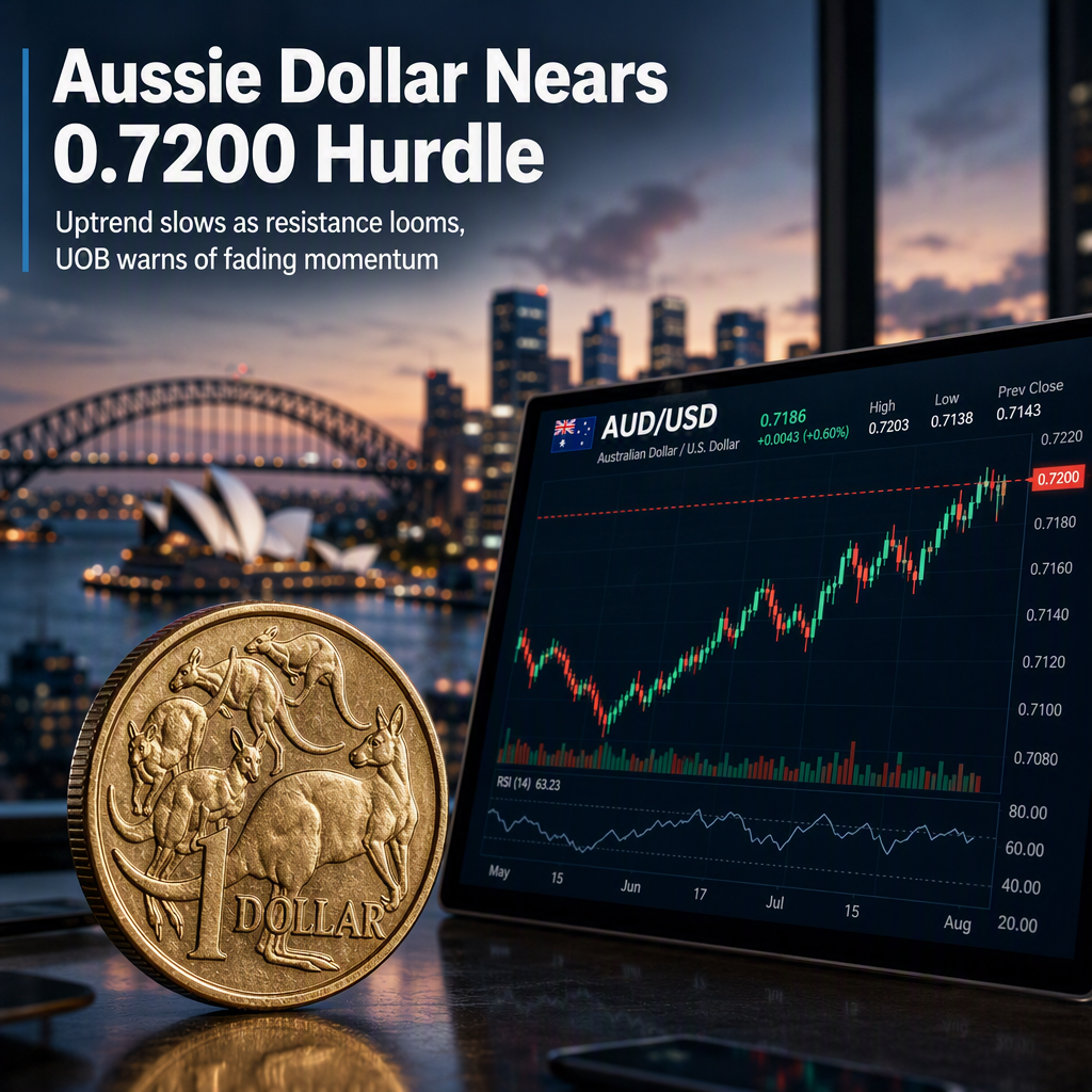 Australian Dollar Approaches 0.7200 Resistance Amid Slowing Uptrend, Says UOB