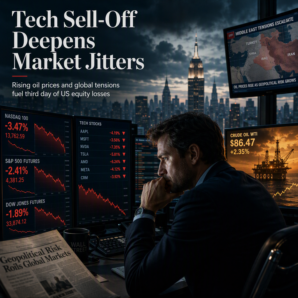 Tech Sell-Off and Rising Oil Prices Weigh on US Stock Futures Amid Geopolitical Tensions