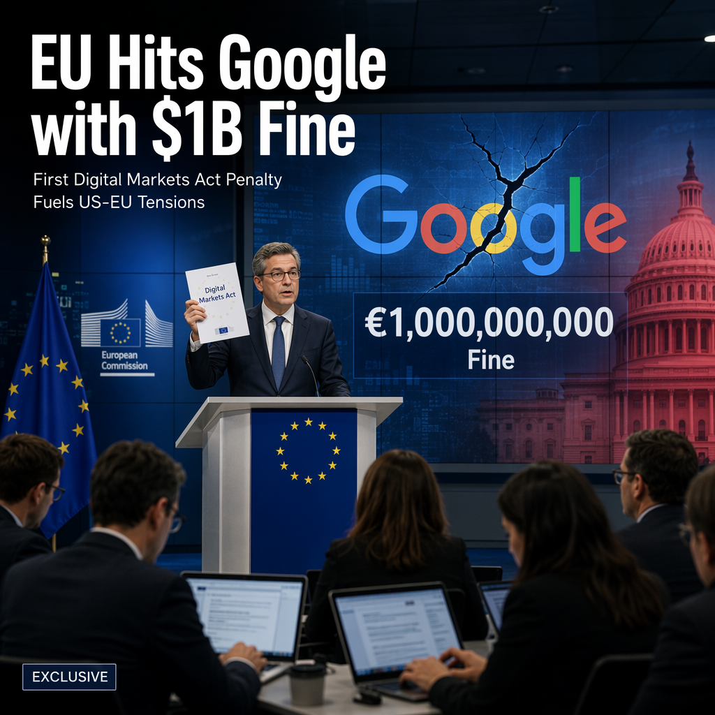 EU Fines Google $1 Billion Under Digital Markets Act, Sparking US-EU Trade Tensions
