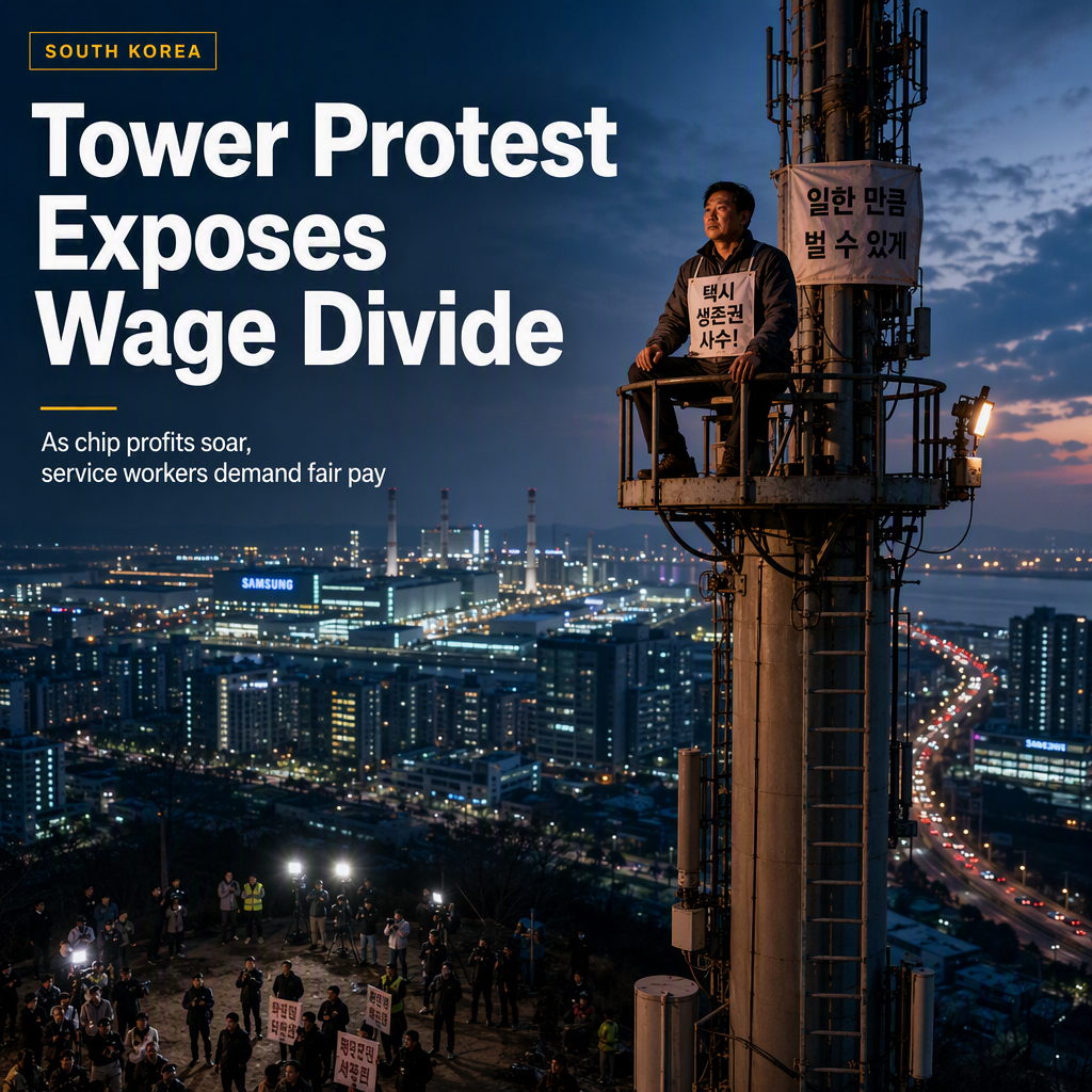 Taxi Driver's Tower Protest Highlights South Korea's Widening Wage Divide Amid Semiconductor Boom